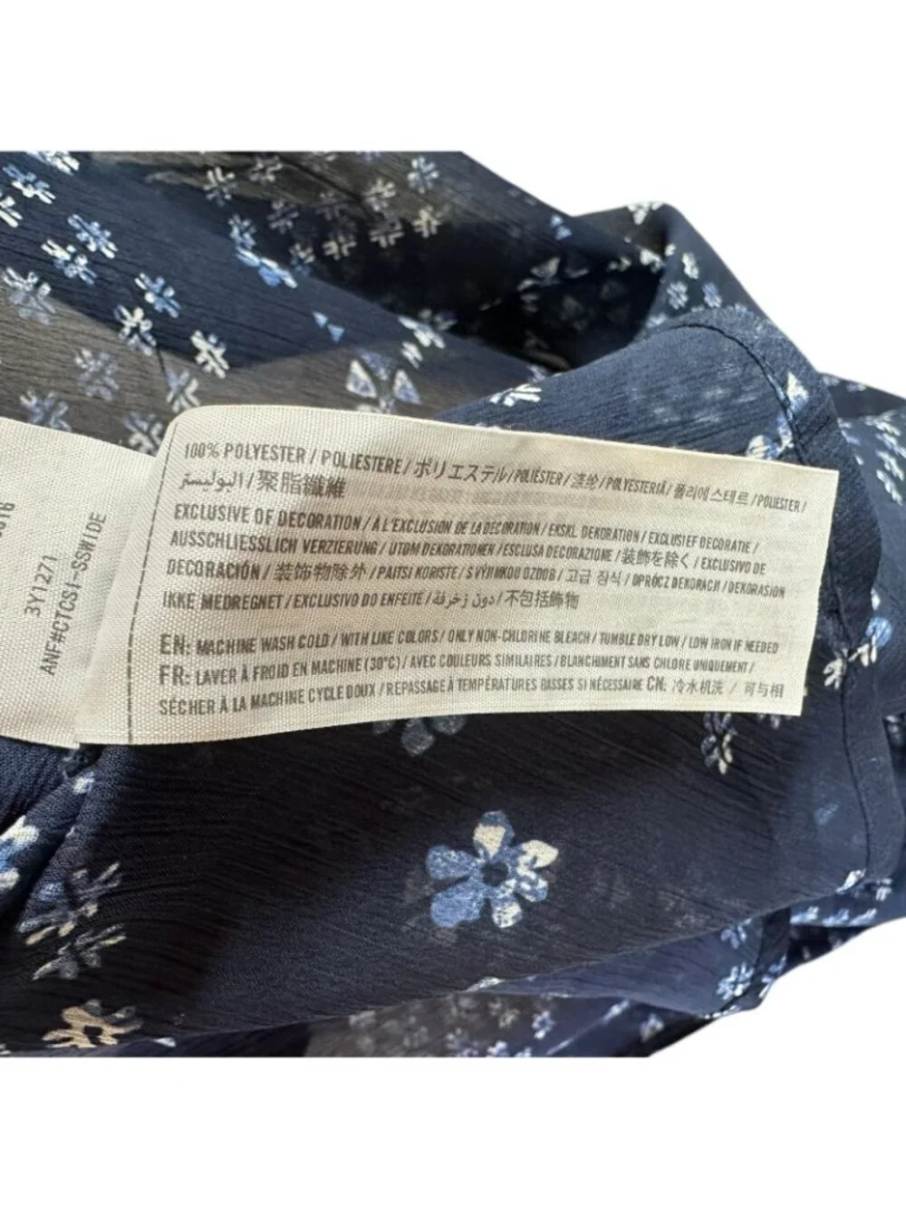 Hollister Navy Floral Sheer Kimono Duster Cardigan Boho Beach Coverup One Size